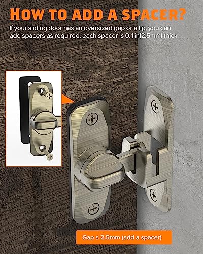 YogePote 90/180 Degree Barn Door Lock, Small Flip Gate Latches Hardware, Security Sliding Door Latch Lock fo Cabinets, Barn, Bathroom, Garden (Bronze-1Pc) - Image 5