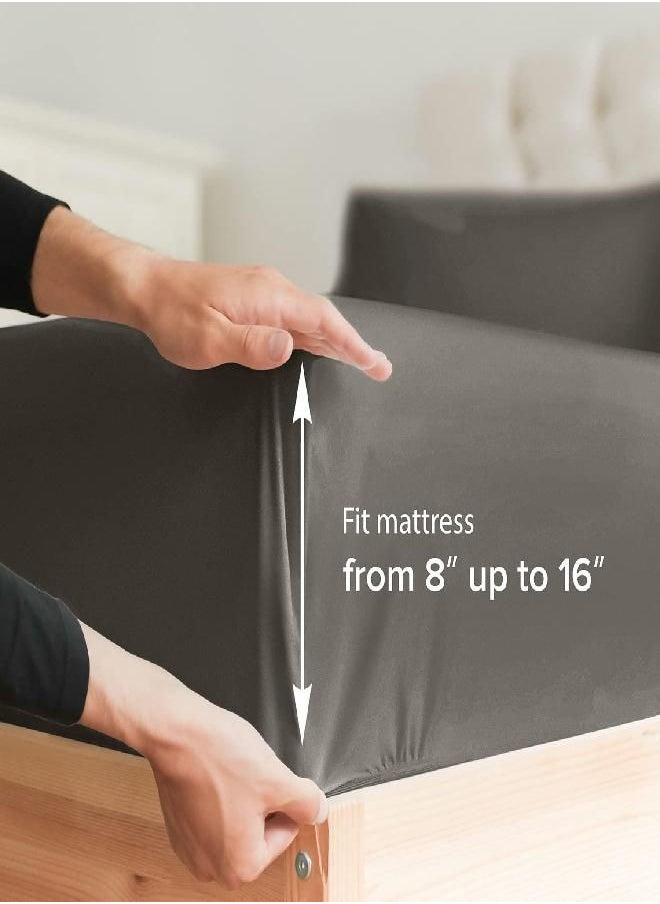 CGK Unlimited - Full Size Sheet Set - Breathable & Cooling - Hotel Luxury Bed Sheets - Extra Soft - Deep Pockets - Easy Fit - 4 Piece Set - Wrinkle Free - Comfy - Dark Grey Bed Sheets - Full Sheets - Fitted Sheets - Image 1