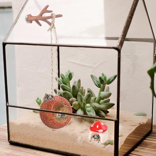 Hollima Jumping Spider Hide Enclosure Habitat with Decoration Anlter, Mushroom Decor Pet Spider Hideout Nest Climbing Pet Spider Hideout Enclosure Accessories - Image 4