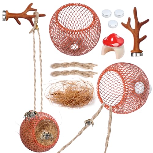 Hollima Jumping Spider Hide Enclosure Habitat with Decoration Anlter, Mushroom Decor Pet Spider Hideout Nest Climbing Pet Spider Hideout Enclosure Accessories - Image 1