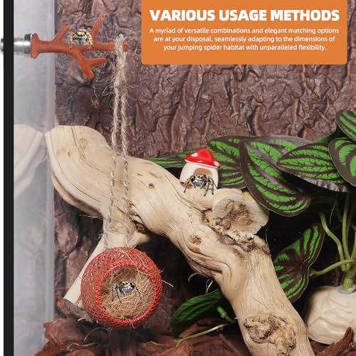 Hollima Jumping Spider Hide Enclosure Habitat with Decoration Anlter, Mushroom Decor Pet Spider Hideout Nest Climbing Pet Spider Hideout Enclosure Accessories - Image 3
