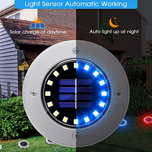 NFESOLAR Solar Lights Outdoor with 16 LEDs, 8 Pack Bright Multi-Color Solar Ground Lights Outdoor Waterproof for Pathway Garden Yard Lawn Walkway Halloween Christmas Decorations - Image 4