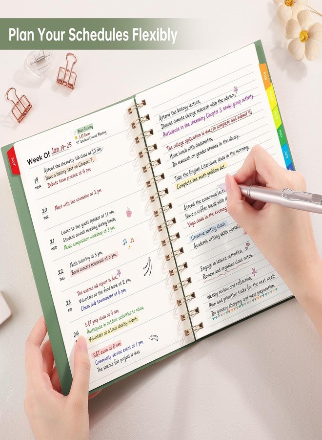 EMSHOI Undated Planner, Weekly and Monthly Calendar, 53 Weeks and 12 Months, A5 (6.38" x 8.35"), 100GSM Thick Paper, PVC Cover, Monthly Tabs, Note Pages, Start Anytime - Image 2