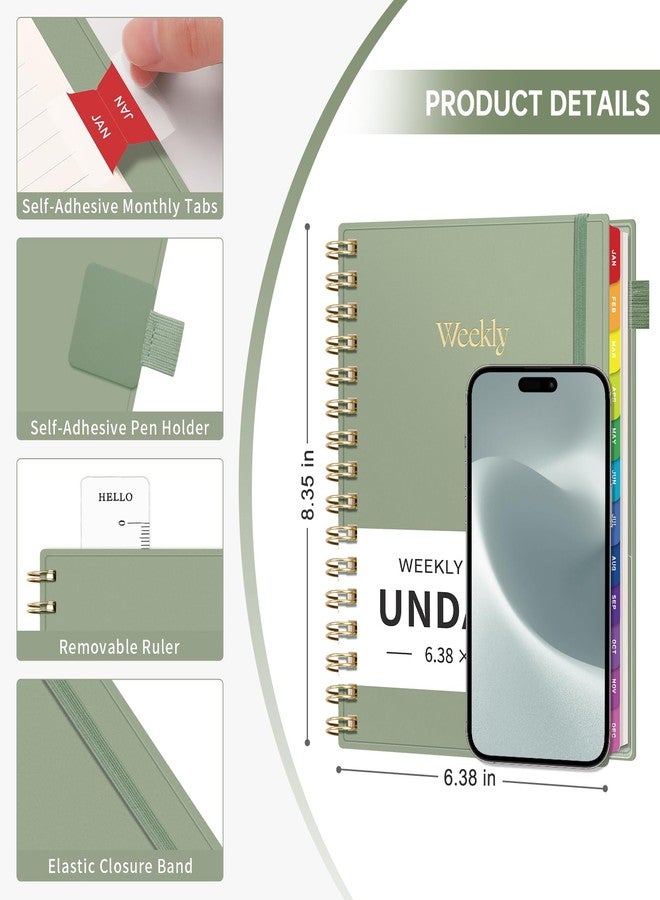 EMSHOI Undated Planner, Weekly and Monthly Calendar, 53 Weeks and 12 Months, A5 (6.38" x 8.35"), 100GSM Thick Paper, PVC Cover, Monthly Tabs, Note Pages, Start Anytime - Image 5