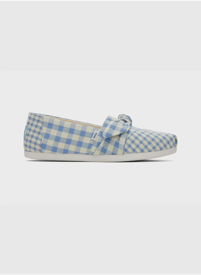 تومس Alpargata 3.0 Island Blue Gingham-Bow Women's Slip-On Shoes