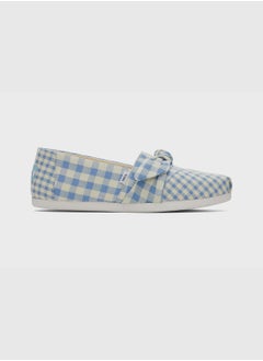 TOMS Alpargata 3.0 Island Blue Gingham-Bow Women's Slip-On Shoes  - Image 1