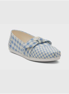 TOMS Alpargata 3.0 Island Blue Gingham-Bow Women's Slip-On Shoes  - Image 2