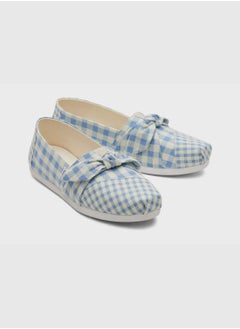TOMS Alpargata 3.0 Island Blue Gingham-Bow Women's Slip-On Shoes  - Image 3