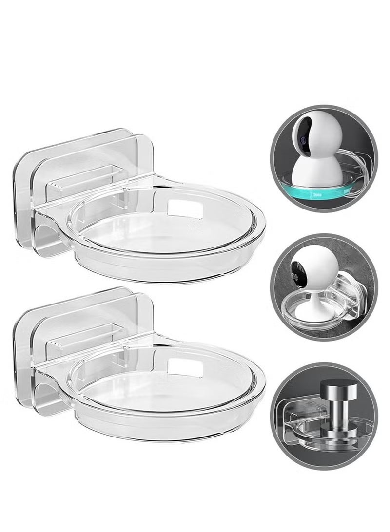 2-Pack Surveillance Cameras Holder – Transparent Acrylic Surveillance Shelf, Punch-Free Mounting - Image 1