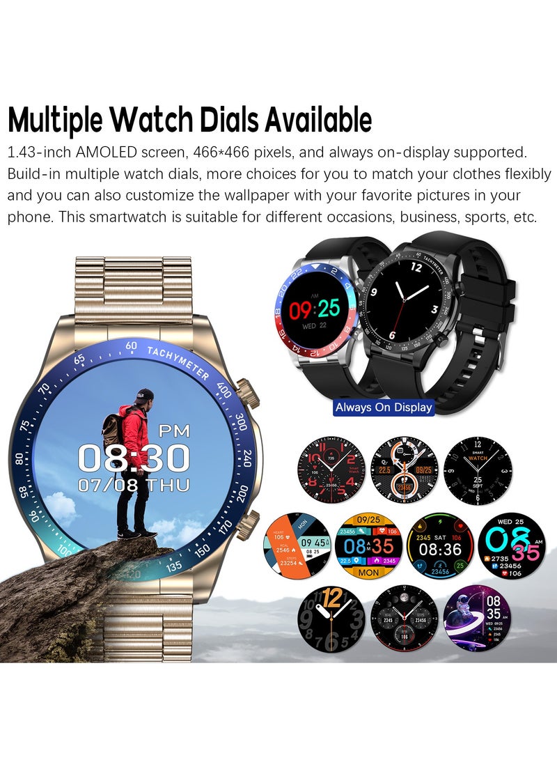 RollsTimi  Men's Smartwatch 1.43" Amoled HD Full Touch Screen Fitness Tracker Heart Rate Sleep Monitor Business Sports Smart Watch for Men - Image 2