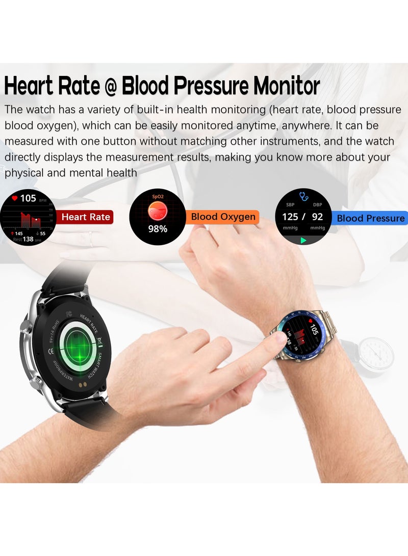 RollsTimi  Men's Smartwatch 1.43" Amoled HD Full Touch Screen Fitness Tracker Heart Rate Sleep Monitor Business Sports Smart Watch for Men - Image 4