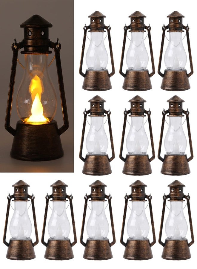 SSleng Mini Vintage Lantern Decor 12-Pcs LED Small Lanterns Indoor Decorative Outdoor Hanging Lantern Decorative Candle Lanterns Farmhouse Decor for Wedding Centerpiece,Halloween,Christmas Decorative - Image 1