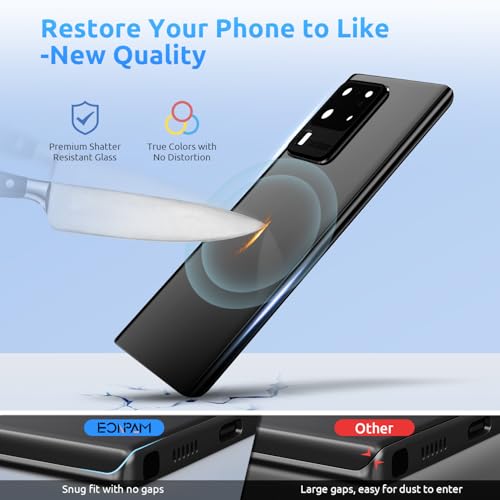 Eonpam Back Glass Replacement for Samsung Galaxy S20 Ultra SM-G988 Back Cover Rear Housing with Camera Lens + Repair Tool Kit Genuine Rear Glass (Black) - Image 2