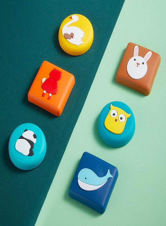 Mockery Door Stoppers Cartoon Cute Animals Design Silicone Self-Adhesive Absorbing Gel for Children's Room Door Lock Protective Pad Handle for Furniture Refrigerator (Pack of 2, Green) - Image 2