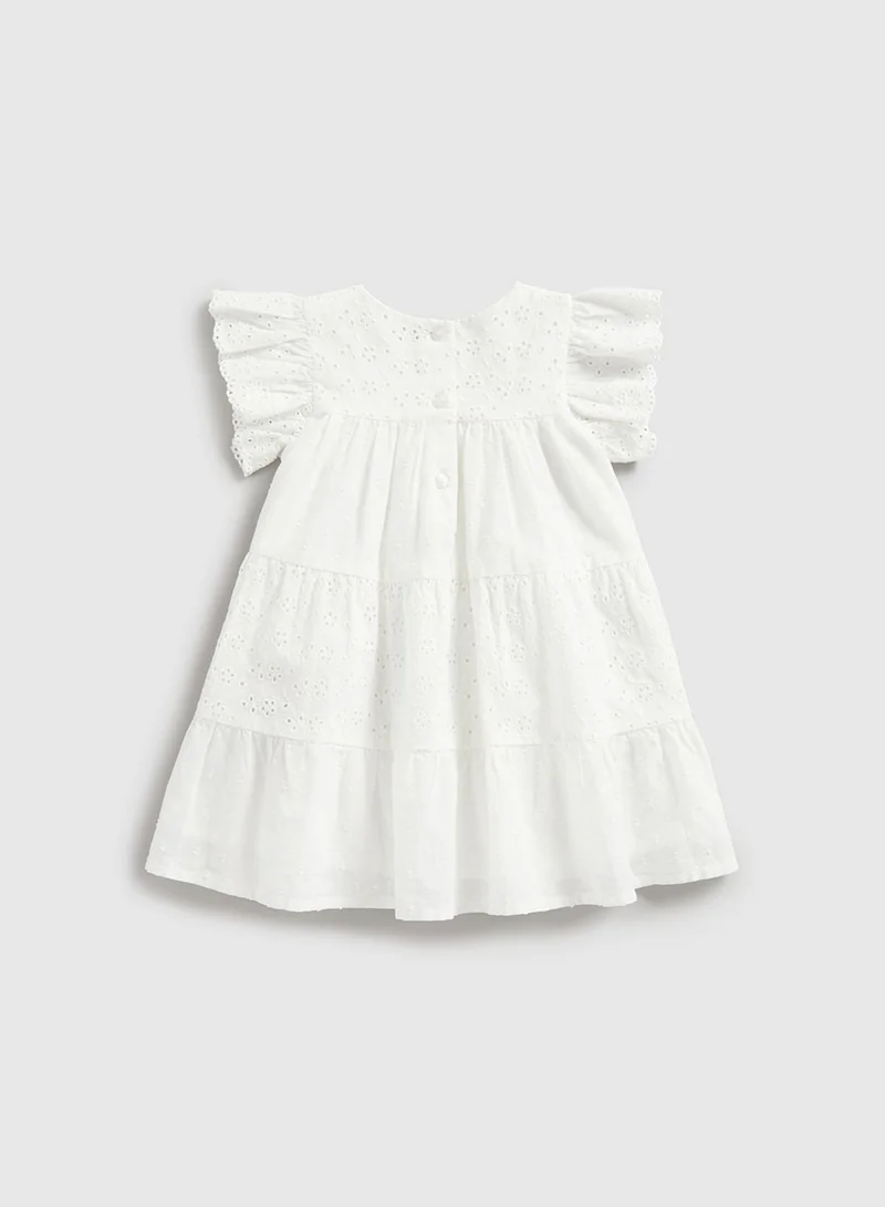 mothercare Eyelet Ruffle Sleeve Dress
