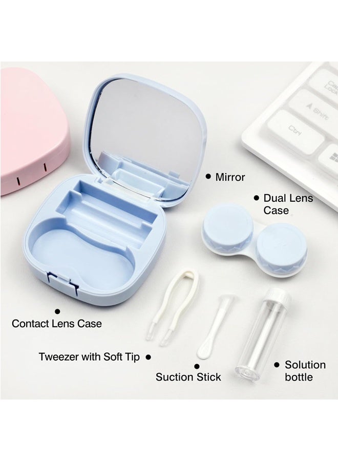 Contact Lens Case, Hard Travel Contact Lenses Box Holder Container Soak Storage Kit Cute With Mirror, Tweezers, Remover Tool Stick, Eye Contact Case Container - Image 3