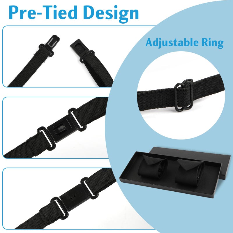 Okxiri 2 Pack Boys Tie, Black Tie for Boys Black Tie 12-14 Years, Kids Tie Pre-tied Necktie for Formal Wedding, School Graduation Uniforms with Gift Box - Image 3