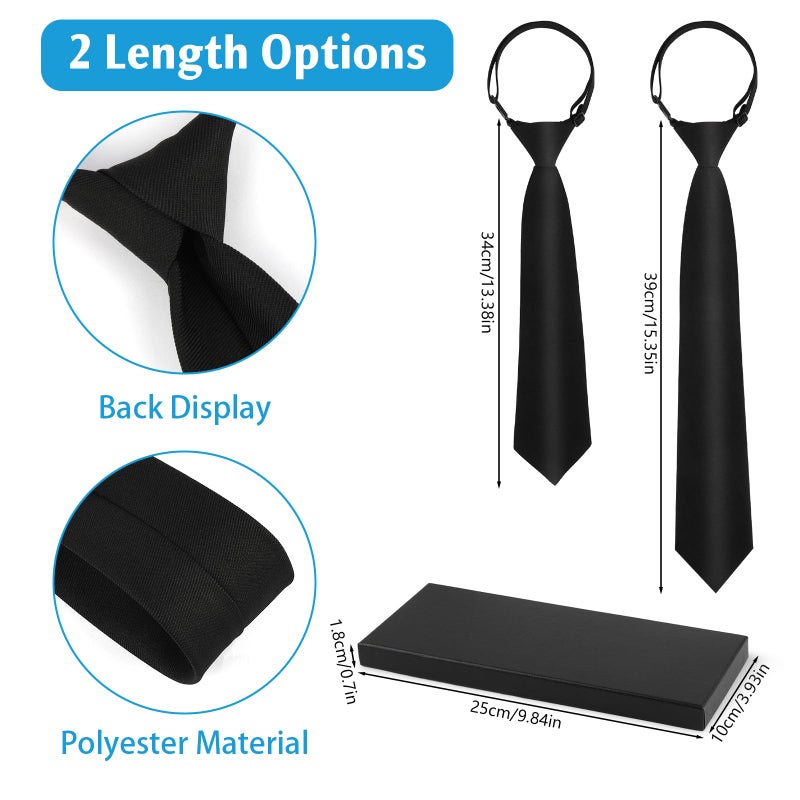 Okxiri 2 Pack Boys Tie, Black Tie for Boys Black Tie 12-14 Years, Kids Tie Pre-tied Necktie for Formal Wedding, School Graduation Uniforms with Gift Box - Image 2