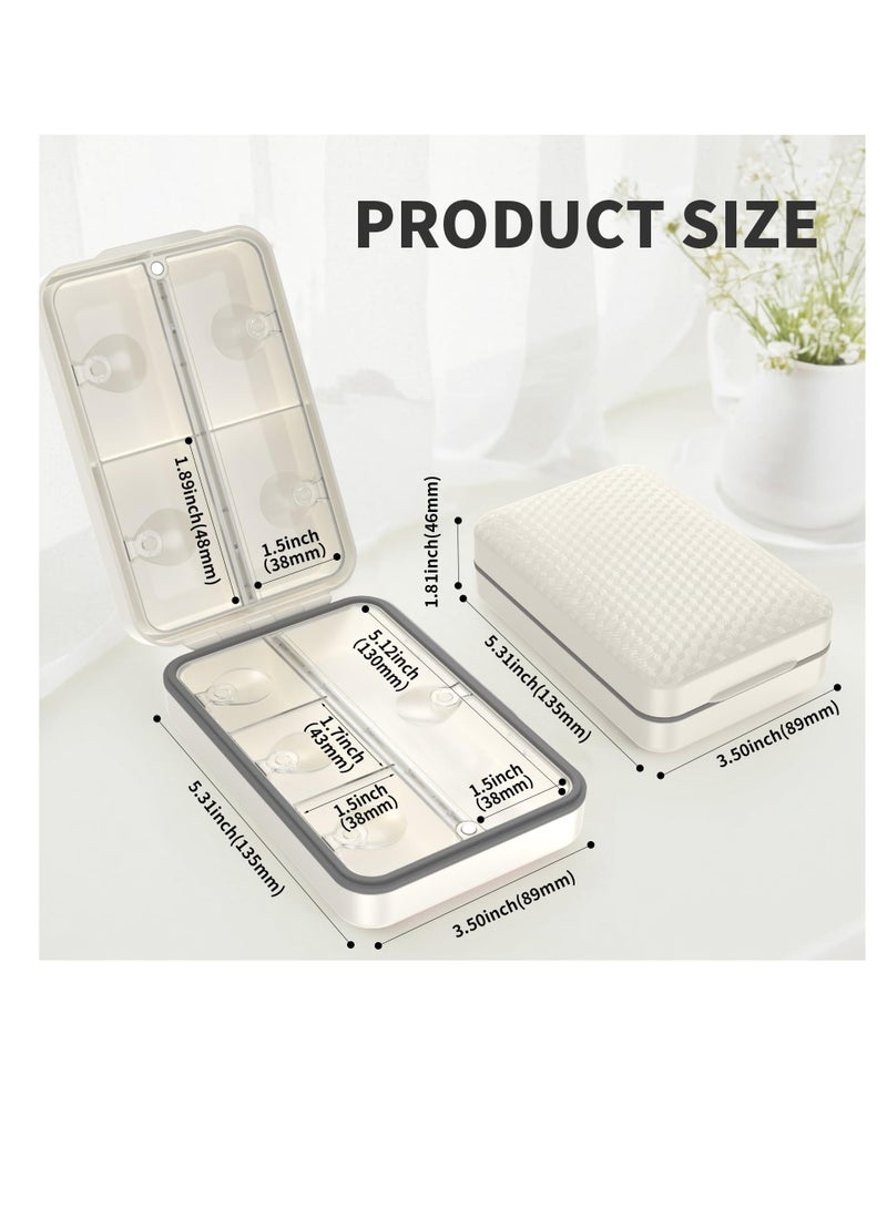 Excefore Daily Pill Organizer, 8 Compartments Large Magnetic Pill Organizer, Portable Moisture-Proof Pill Box for Travel, BPA Free, Clear Lid, Easy to Clean, For Vitamin, Fish Oils, Supplements, White - Image 5