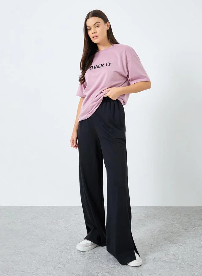 Styli High Rise Side Slit Hem Jogger