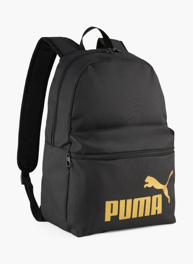 PUMA Logo Print School Backpack with Adjustable Straps and Zip Closure  - Image 1