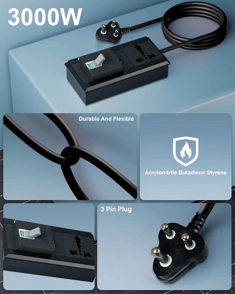 MX Single Socket Extension Board 20 m | 3000W Heavy-Duty Power Cord | 16A Socket to 15A Plug | 3-Pin Plug with 32A MCB Switch | Child Safety Shutter | 16A Extension Cord - Image 5