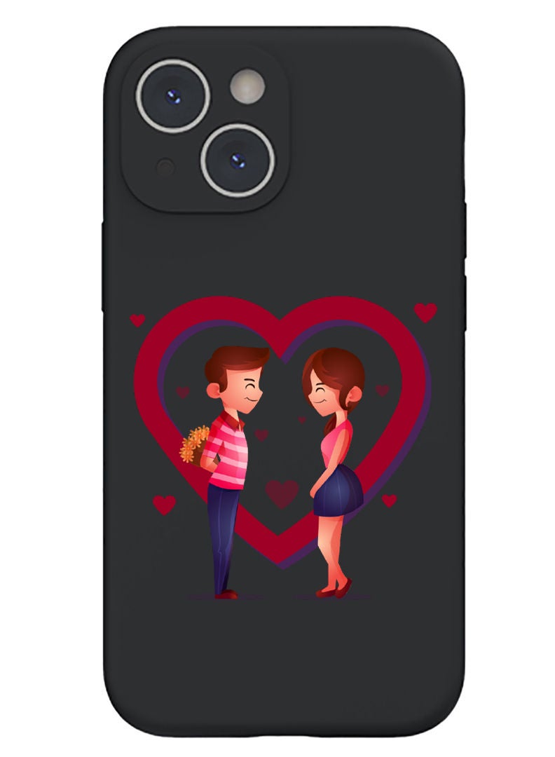 Theodor Protective Slim Fit Case Liquid Silicone Cover with Full Body Protection Anti-Scratch Shockproof Case For iPhone 13 Black  - Messi - Image 1