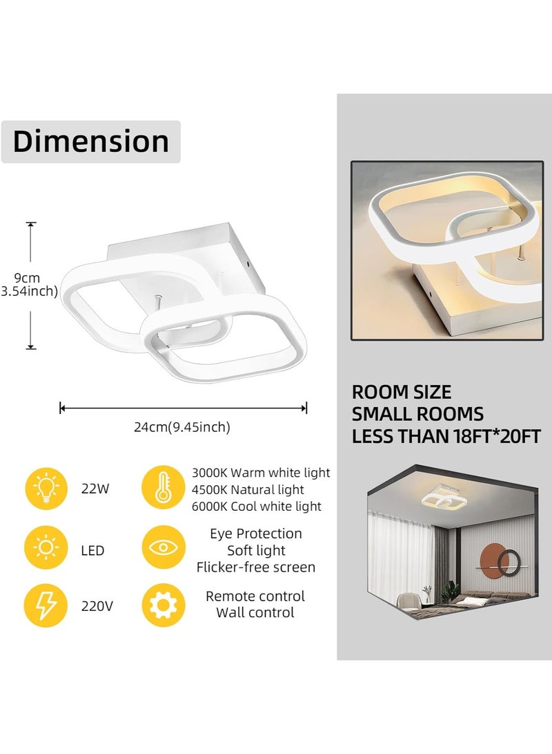 24cm Dimmable LED Flush Mount Ceiling Light Fixture, 22W 3000K/4500K/6000K Light Color Adjustable, Square Modern Ceiling Lamp  - Image 5