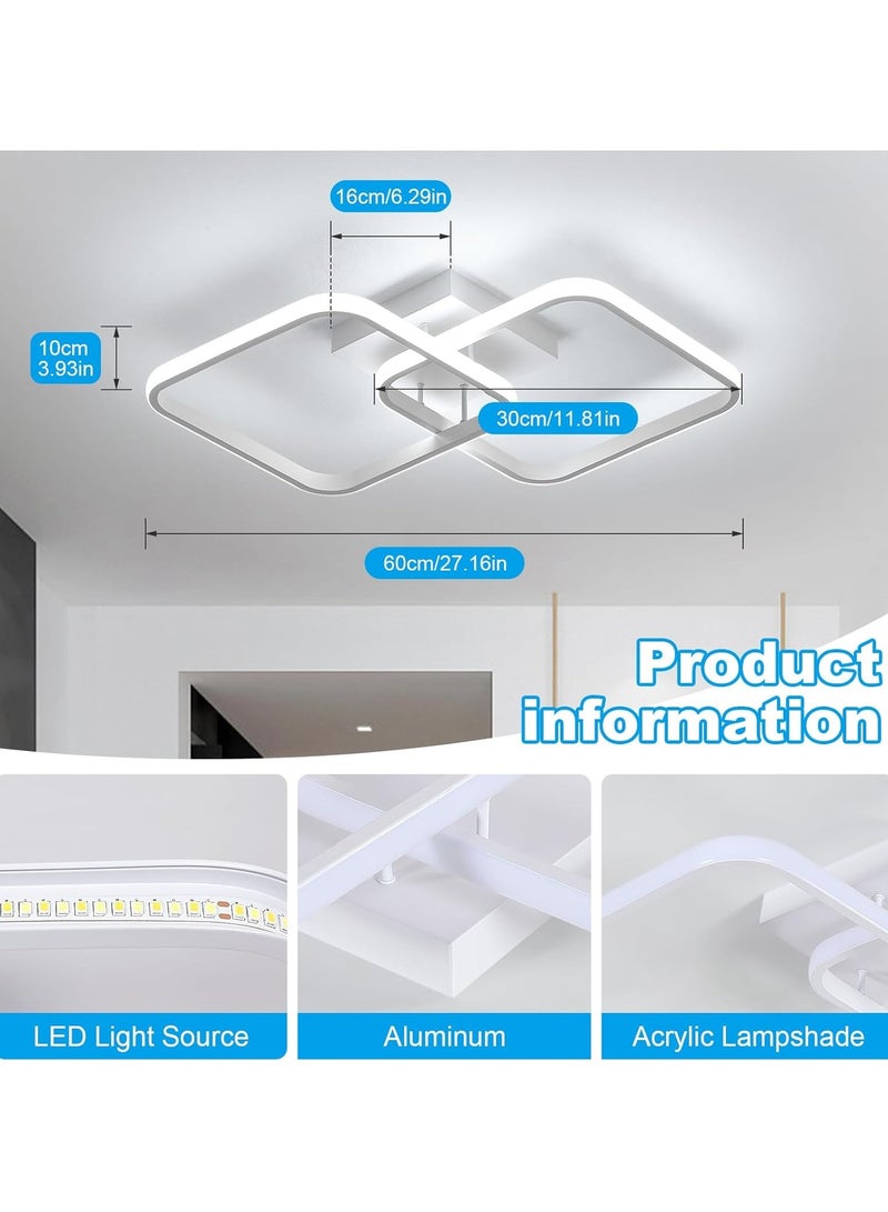 24cm Dimmable LED Flush Mount Ceiling Light Fixture, 22W 3000K/4500K/6000K Light Color Adjustable, Square Modern Ceiling Lamp  - Image 2