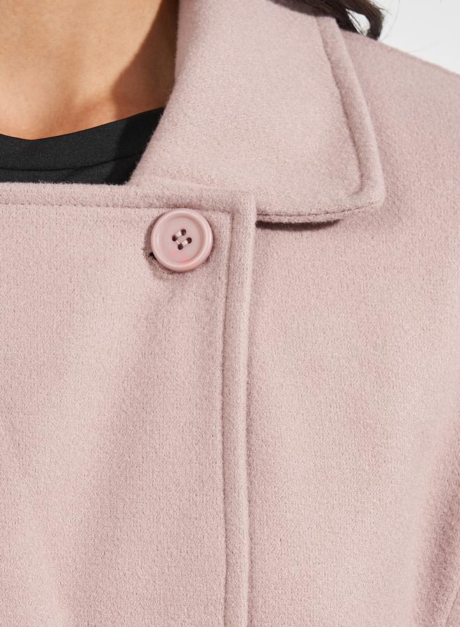Styli Regular Fit Wool Like Belted Coat with Notch Lapel - Image 5