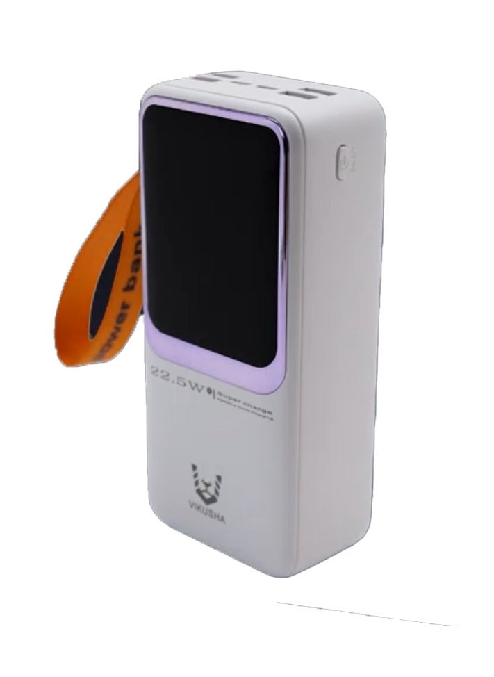 VIKUSHA - VIKUSHA P200 power bank, 30000mAh 22.5W two-way fast charging mobile power bank, three ports for fast charging at the same time, Type-C+USB+Lightning three-port output, ultra-thin, portable and durable. White - Image 1