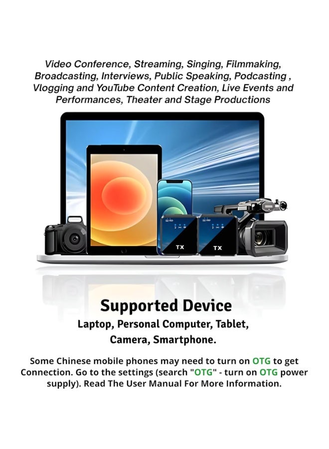 3 in 1 Wireless Lavalier Microphone for iPhone, Android, Camera.30M Transmission & 12 Hour Battery Backup. for YouTube/Tiktok/Facebook/vlog/Record Interview. Noise Reduction Recording  - Image 3