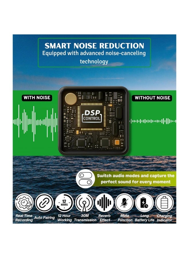 3 in 1 Wireless Lavalier Microphone for iPhone, Android, Camera.30M Transmission & 12 Hour Battery Backup. for YouTube/Tiktok/Facebook/vlog/Record Interview. Noise Reduction Recording  - Image 5