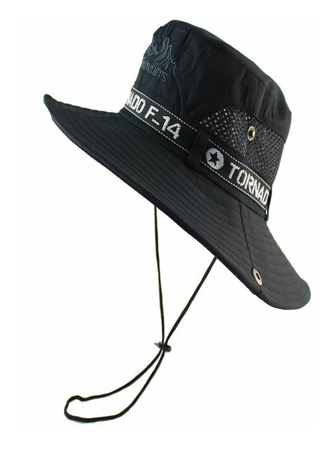 Niue Outdoor Fishing Hat Sun Protection Hat Mountaineering Hat Fisherman Hat Big Brim Hat Breathable Sun Protection Hat Foldable for Unisex (Black) - Image 2