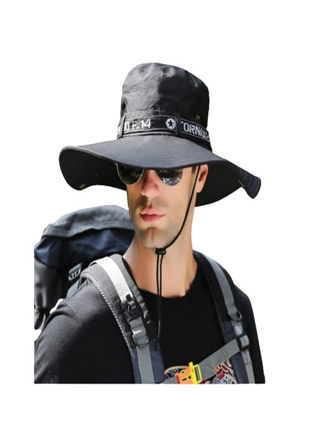 Niue Outdoor Fishing Hat Sun Protection Hat Mountaineering Hat Fisherman Hat Big Brim Hat Breathable Sun Protection Hat Foldable for Unisex (Black) - Image 1