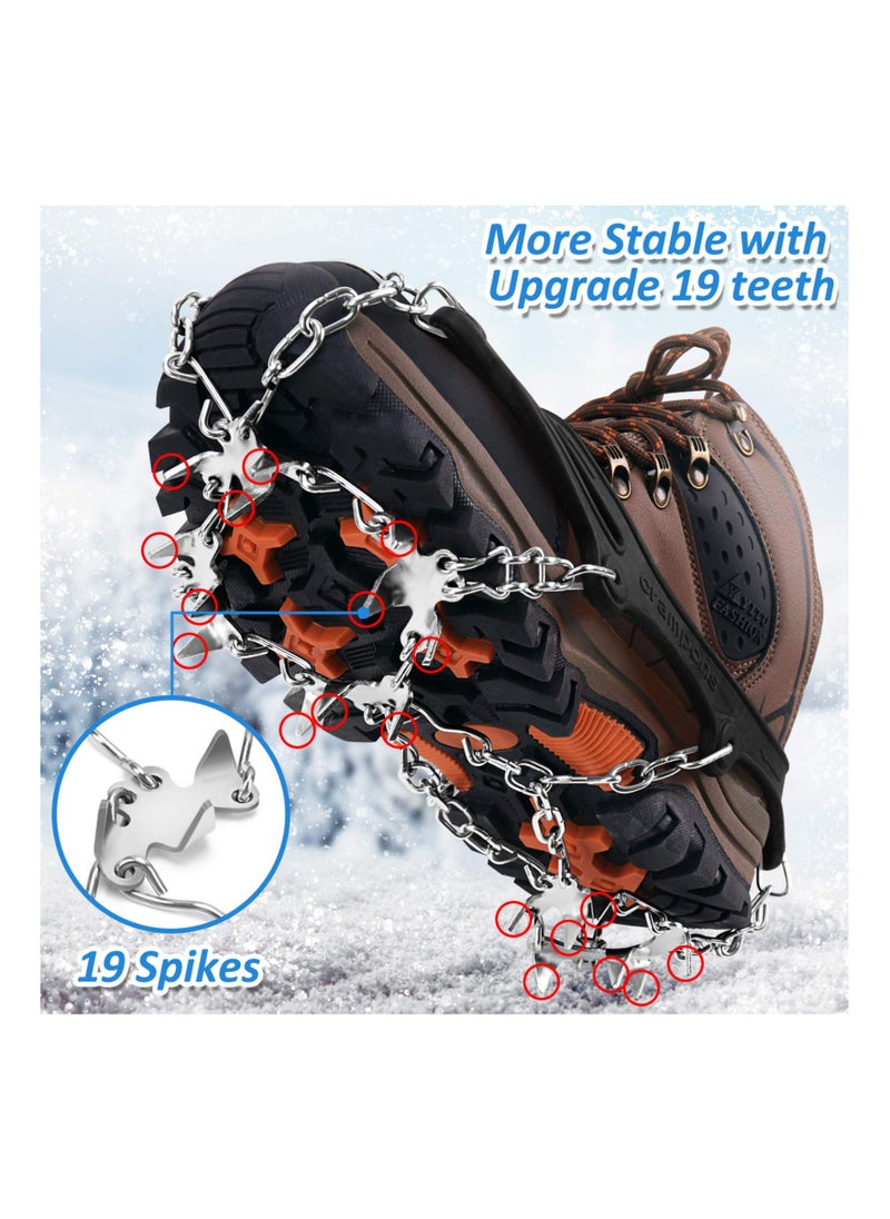 Generic - Non-Slip Ice Traction Cleats with 19 Stainless Steel Spikes for Shoes, Ideal for Walking, Jogging, Climbing, Hiking, and Mountaineering in Snow and Ice Conditions. - Image 1