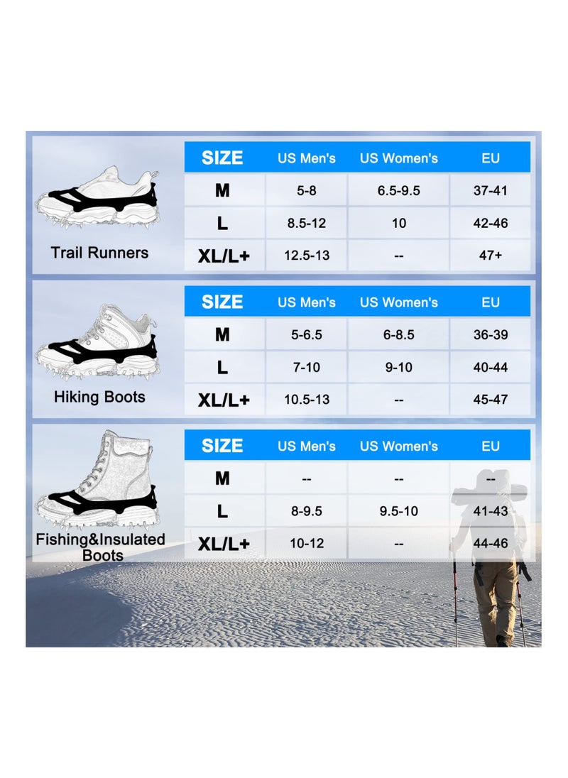 Generic - Non-Slip Ice Traction Cleats with 19 Stainless Steel Spikes for Shoes, Ideal for Walking, Jogging, Climbing, Hiking, and Mountaineering in Snow and Ice Conditions. - Image 1