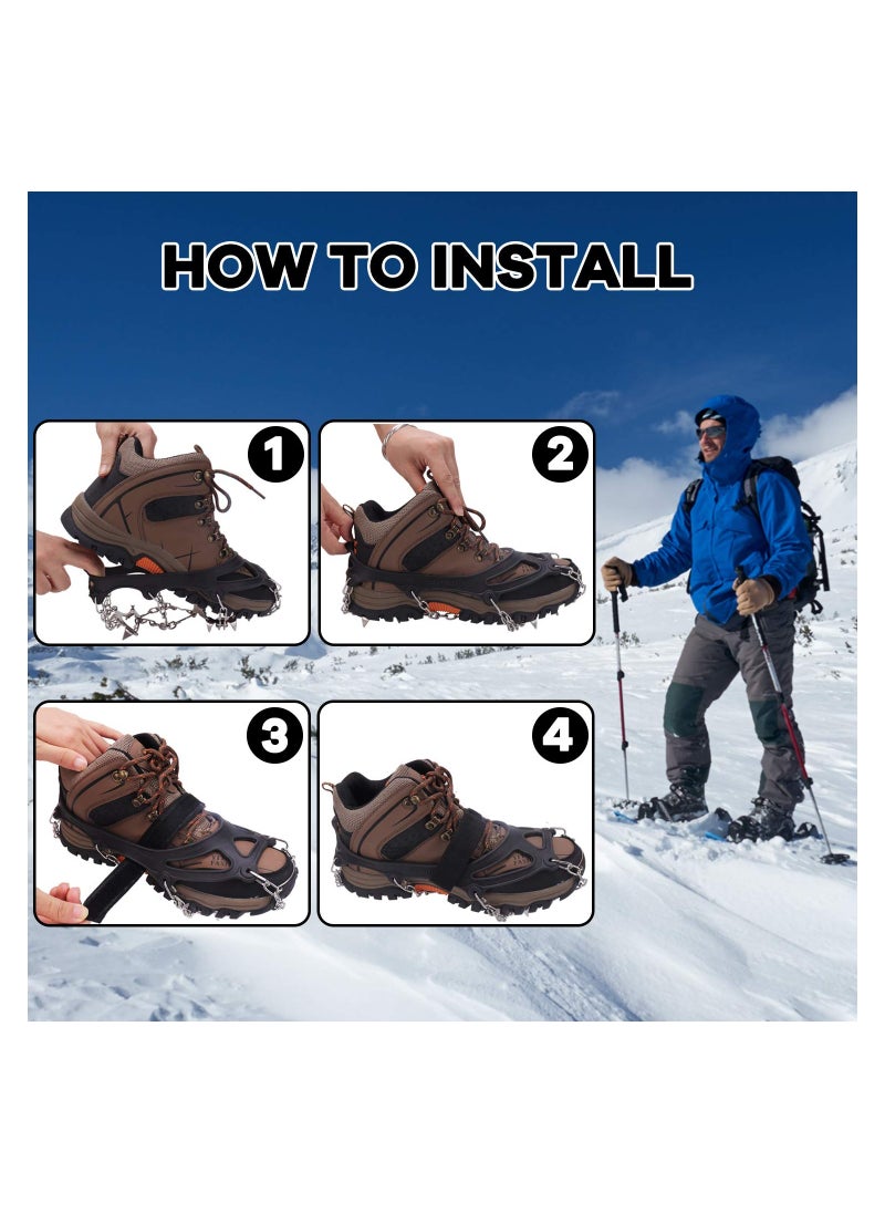 Generic - Non-Slip Ice Traction Cleats with 19 Stainless Steel Spikes for Shoes, Ideal for Walking, Jogging, Climbing, Hiking, and Mountaineering in Snow and Ice Conditions. - Image 1
