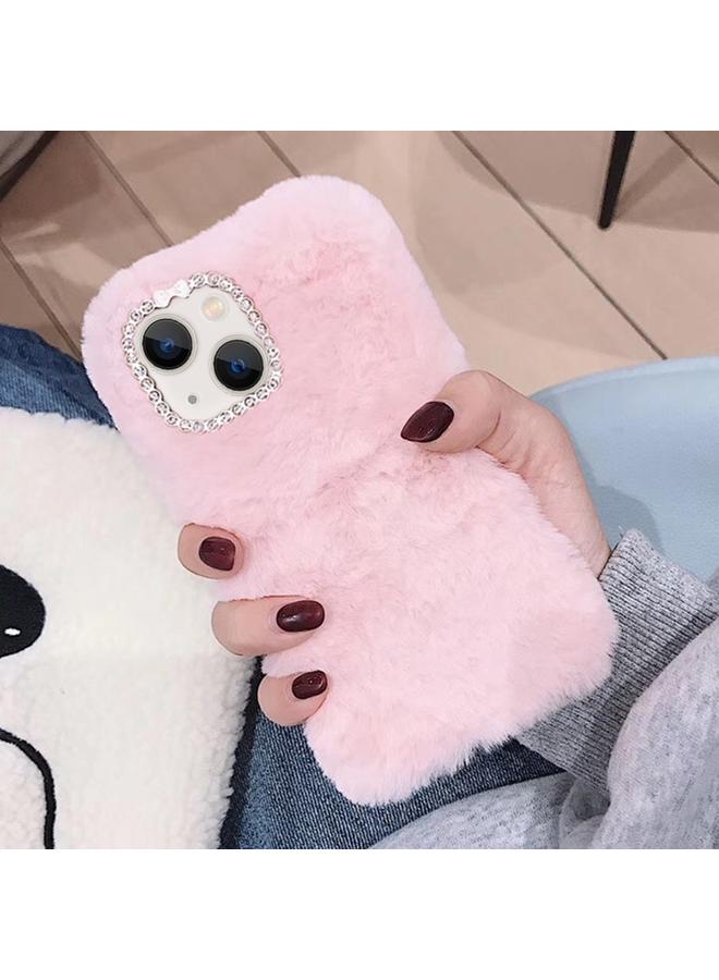 erorex Case For iPhone 15 Plus Diamond Lens Ring Solid Color Plush Phone Case - Image 1