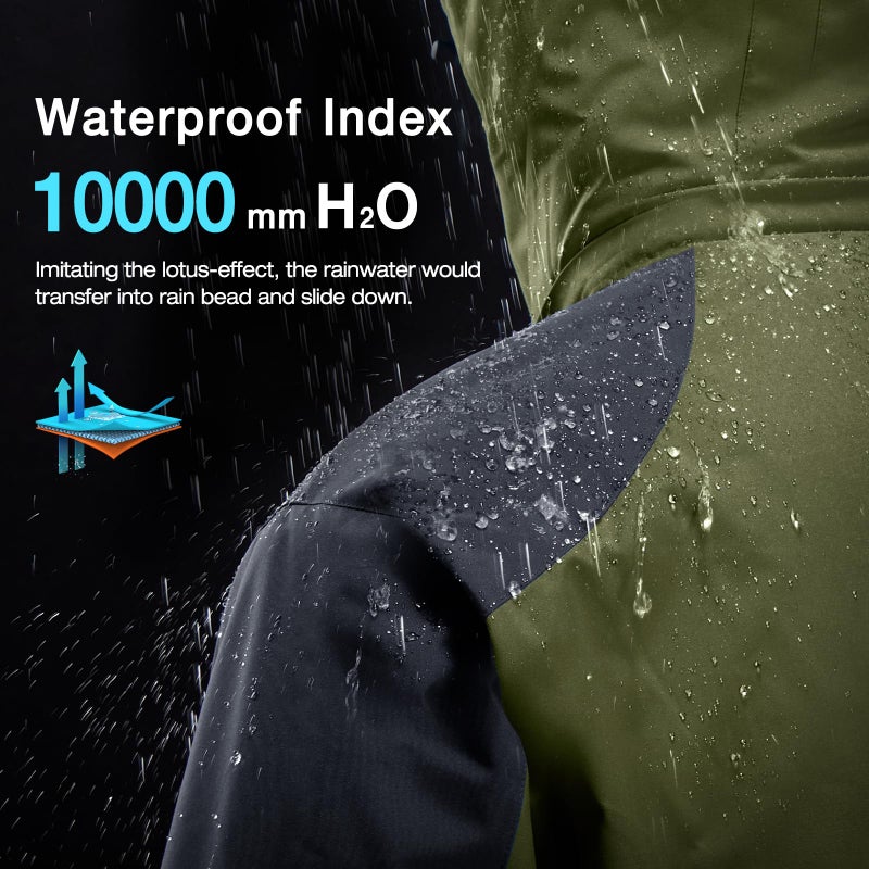CAMEL CROWN Men's Ski Snow Jacket Waterproof Winter Snow Coat Windproof Warm Fleece Lining Hooded Parka Rain Jacket Olive-green M - Image 4