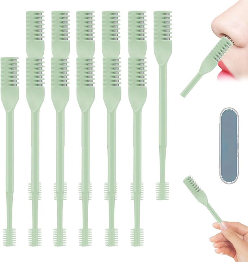 Green 2 In 1 Manual Nose Hair Trimmer With 360 Rotation And Storage Box For Men And Women - Image 1