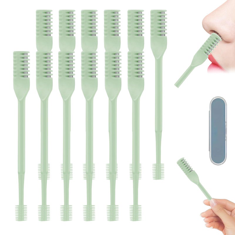 Green 2 In 1 Manual Nose Hair Trimmer With 360 Rotation And Storage Box For Men And Women - Image 2