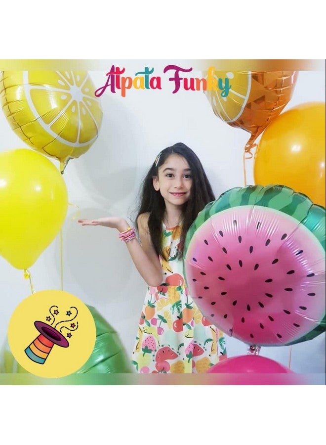 Atpata Funky 6pcs. Fruit Shape Foil Balloons Combo: Round Kiwi, Star Kiwi, Orange, and Watermelon Foil Balloons - Perfect for Summer Pool Aloha Tropical Parties and Celebrations - Image 2