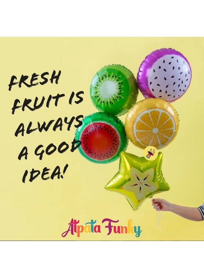 Atpata Funky 6pcs. Fruit Shape Foil Balloons Combo: Round Kiwi, Star Kiwi, Orange, and Watermelon Foil Balloons - Perfect for Summer Pool Aloha Tropical Parties and Celebrations - Image 3