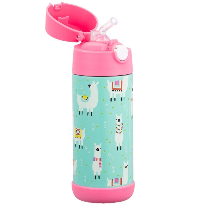 Snug Insulated Kids Water Bottle with Straw & Spout â€“ Double-Wall Stainless Steel, Leakproof, Easy-Flip Lid â€“ For School, Travel, Toddlers & Big Kids - Llamas, 12oz - Image 4