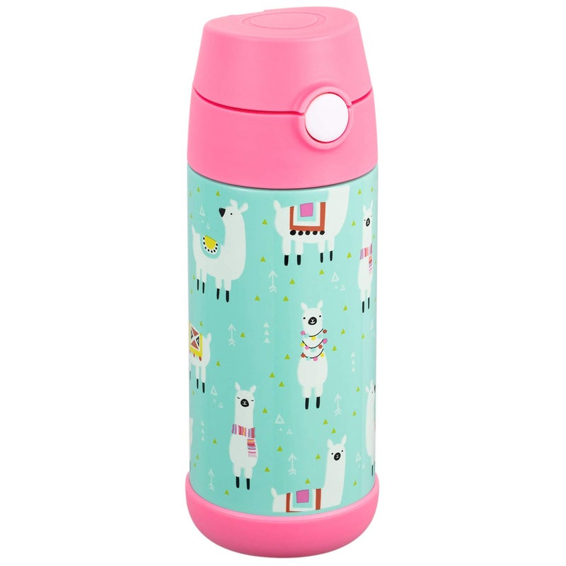 Snug Insulated Kids Water Bottle with Straw & Spout â€“ Double-Wall Stainless Steel, Leakproof, Easy-Flip Lid â€“ For School, Travel, Toddlers & Big Kids - Llamas, 12oz - Image 1