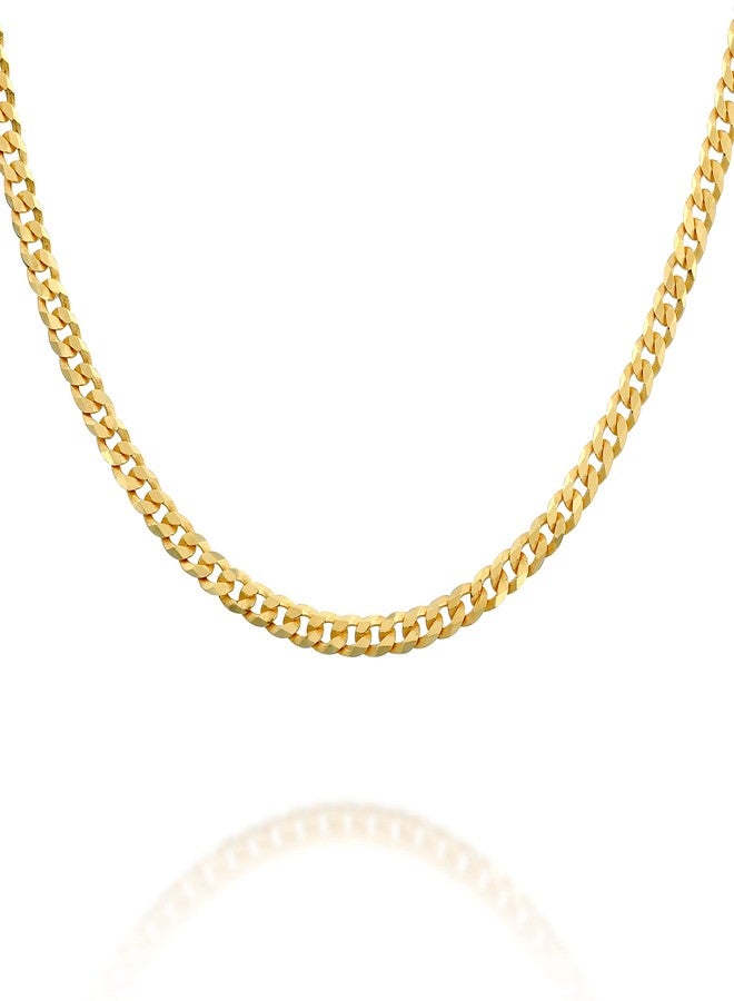PAVOI Italian Solid 925 Sterling Silver, 22K Gold Plated Chain Necklaces | Snake, Square Box, Cable, Super Flex Curb, Miami Cuban and Rope Diamond-Cut Herringbone Necklace for Women and Men | MADE IN - Image 1