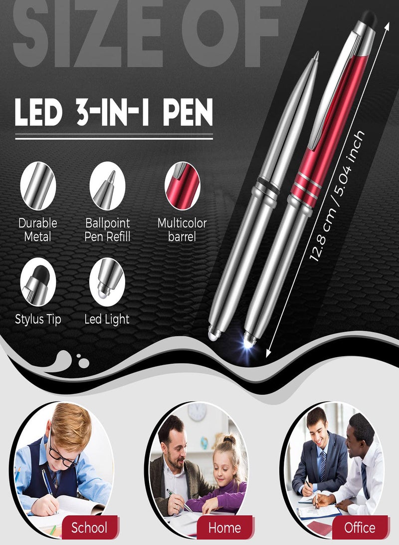 SYOSI Stylus Pen for Touchscreen Devices, 5 Pcs Multi-Function Capacitive Pen With LED Flashlight, Ballpoint Pen 1.0 mm Black Ink Metal Pen Stylus Pen for Touch Screens, 3 In 1 Stylus Ballpoint Pen - Image 5