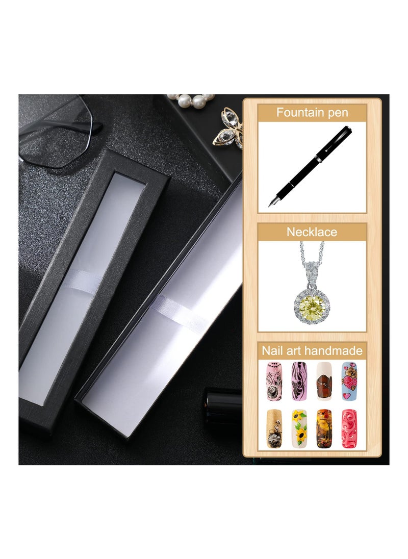 SYOSI - 8PCS Pen Gift Box Empty Cases, Clear Lid Pen Presentation Box Display Box Jewelry Gift Present Cases Empty Pen Cases with Clear Lid for Business Birthday Souvenir Office Supplies (Black) - Image 1