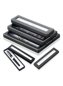 8PCS Pen Gift Box Empty Cases, Clear Lid Pen Presentation Box Display Box Jewelry Gift Present Cases Empty Pen Cases with Clear Lid for Business Birthday Souvenir Office Supplies (Black)